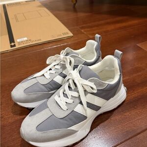 J Slides Gray and White Athletic Shoes size 9. With box. Barely worn. $45